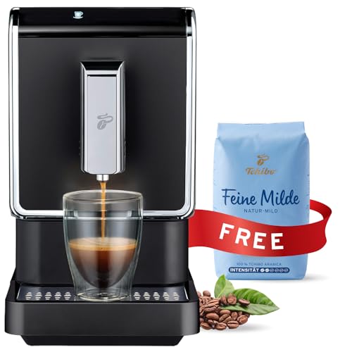Tchibo Single Serve Coffee Maker – Automatic Espresso Coffee Machine – Built-in Grinder, No Coffee Pods Needed – Comes with 17.6 Ounce Bag of Feine Milde Whole Beans