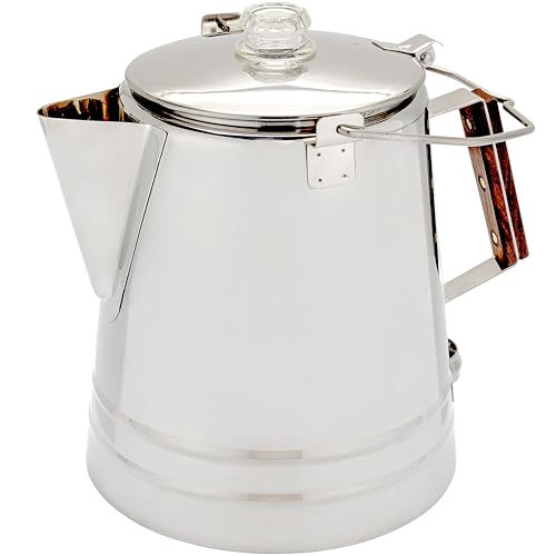COLETTI Scoutmaster Camp Coffee Pot — Cowboy Coffee Pot, Coffee Percolator Camping – Huge Stainless Steel Coffee Pot – The Ultimate Camping Percolator, NO Aluminum or Plastic [24 Cup]