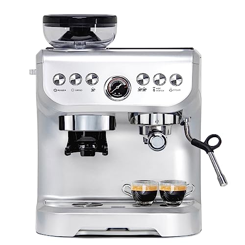 MIROX Espresso Machine 20 Bar, Coffee Maker With Milk Frother Steam Wand, Built-In Bean Grinder, Combo Cappuccino Machine with 70oz Removable Water Tank (ABS high-strength plastic shell)