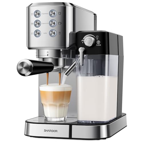 SHARDOR Espresso Machine for Home, 20 Bar Espresso Maker with Automatic Milk Frother for Cappuccino & Latte, 1350W, Stainless Steel