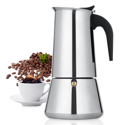 Stovetop Espresso Maker, 12 cup Moka Pot, Italian Coffee Maker Percolator, Stainless Steel Espresso Pots, 600ml/20oz(1 cup=50ml) Coffee Pot for Induction Cookers, Hobs, Cafe Maker for Camping, Teatime