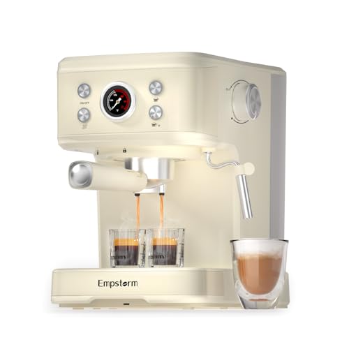 Empstorm 20 Bar Espresso Maker with Milk Frother Steam Wand, Compact Espresso Coffee Machine with for Cappuccino, Latte, Fast Heating (Casual)