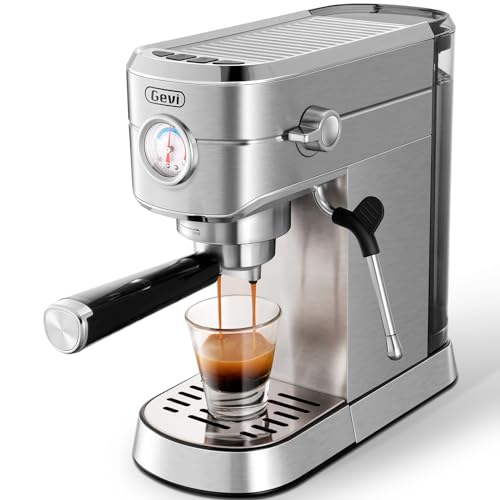 Gevi Espresso Maker 20 Bar, Professional Espresso Machine with Milk Frother, Stainless Steel Cappuccino Latte Machine, Commercial Espresso Machines & Coffee Maker, Gift for Coffee Lover