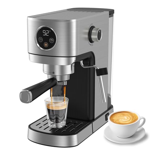 VEGETA Espresso Machine, 20 Bar Coffee Espresso Machine, 1350W Espresso Machine with Milk Frother, Small Espresso Machine for Cappuccino, Latte, Stainless Steel