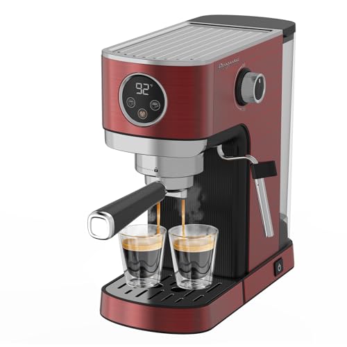 DRAGONBALL Espresso Machine, 1350W Cappuccino Machine, Small Espresso Machine with 40 oz Removable Water Tank, Espresso Coffee Maker for Latte, Cappuccino, Red