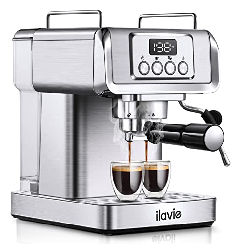 ILAVIE Espresso Machine 20 Bar, Professional Espresso Maker Cappuccino Machine with Steam Milk Frother, Stainless Steel Espresso Coffee Machine with 61oz Removable Water Tank, for Home Office Dad Mom