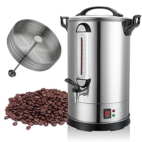 GOLREAN Commercial Coffee Maker 100 Cup Coffee Urn Hot Beverage Dispenser 4 Gallon 16L Large Coffee Urn Dual Layers 304 Stainless Steel 1300W Fast Brew Percolator For Business, Catering, Church