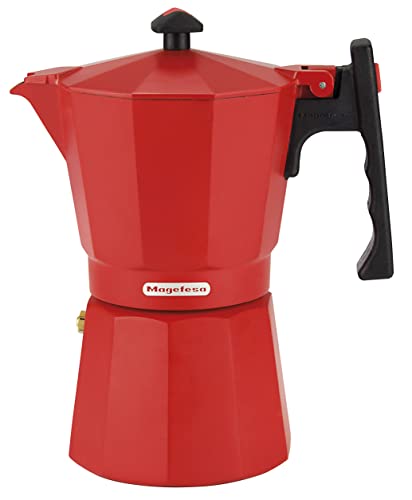 MAGEFESA ® Colombia Red Stovetop Espresso Coffee Maker, 6 cups / 10 oz, make your own home italian coffee with this moka pot cuban coffee, made in extra thick aluminum, safe and easy to use, café