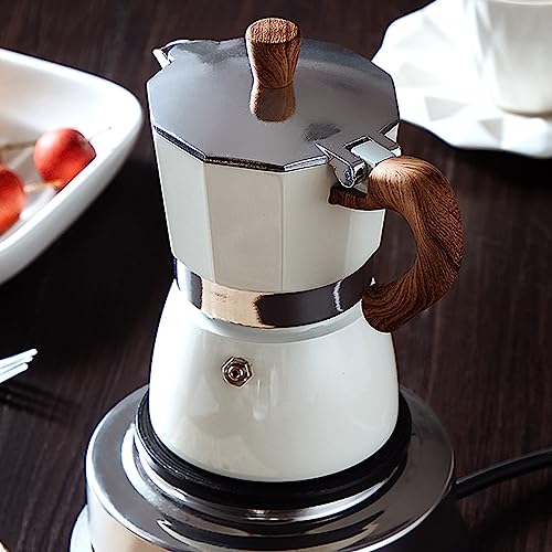 EASTALOLO Aluminum Mini Moka Pot for Electric Stoves, Elegant Coffee Maker Moka Coffee Pot for Home, Kitchen (3 Cups 150ml)