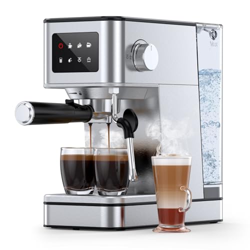 Espresso Machine, 20 Bar Professional Espresso Maker, Milk Frother Steam Wand for Latte and Cappuccino, Compact Stainless Steel Machine with 57.5oz Removable Water Tank and LED Touchscreen Monitors