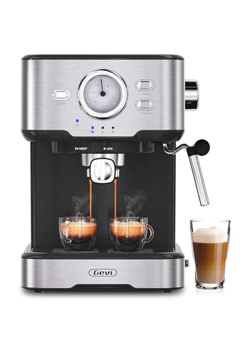 Gevi Espresso Machine High Pressure,Compact Espresso Machines with Milk Frother Steam Wand,Cappuccino & Latte Maker with Volume Control for Home,Espresso Maker，Gift for Coffee Lover, Dad or Mom