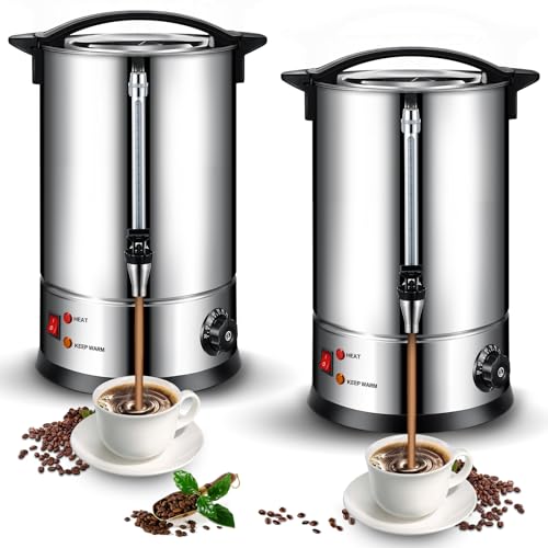 Baderke 2 Pack Commercial Coffee Urns 8L 50 Cup Coffee Maker Stainless Steel Coffee Pot Electric Percolator Coffee Urn Large Hot Water Tea Dispenser for Party Wedding Home (Upgrade)