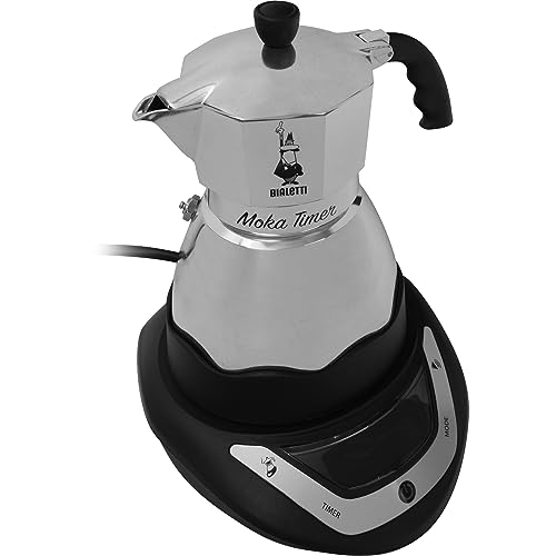 Bialetti 8006363009980 Bialetti Moka Easy Timer 3 tz Electric Coffee machin, Metallic