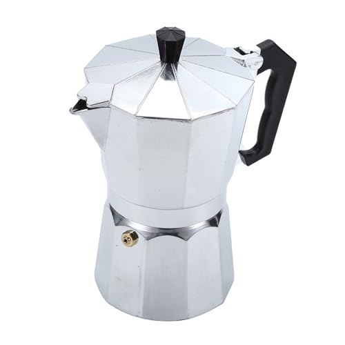 UNI-RHYTHM Double Valve Coffee Pot, Moka Coffee Pot,Espresso coffee maker, Italian Aluminum Moka Pot, European Coffee Utensils, Octagon, Silver, 9 Cups (450ml) + Splashproof Valve (SILVER, 450)