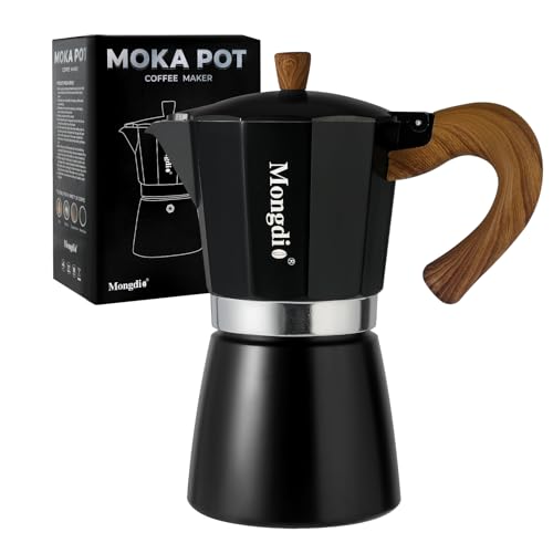 Stovetop Espresso Maker Moka Pot, Cuban Coffee Maker Stove top coffee maker Moka Italian Espresso Greca Coffee Maker Brewer Percolator, 9 Espresso Cups, 15 oz – Black