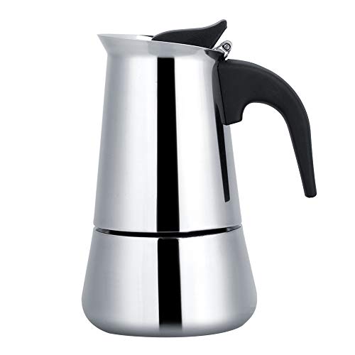 Stovetop Espresso Maker, 2/4/6/9 Cups Portable Stainless Steel Moka Pot, Italian Coffee Maker for Gas, Stovetop, Induction Cookers(200ml)