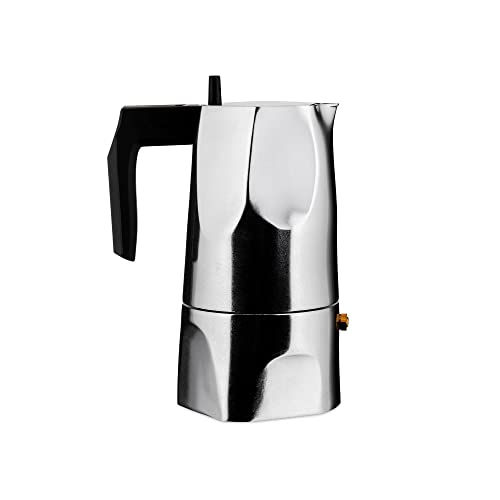 Alessi | Ossidiana MT18/3 – Design Stovetop Coffee Maker, Cast Aluminium and Thermoplatic Resin, 3 Cups, Black