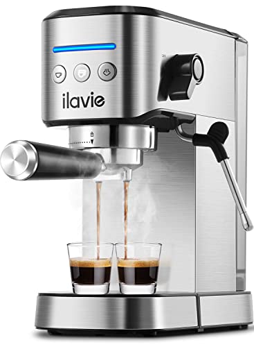 ILAVIE 20Bar Espresso Machine, Espresso Coffee Maker With Steamer for Cappuccino, Latte, Espresso Machines for Home Use, 1000ML Removable Water Tank, Stainless Steel