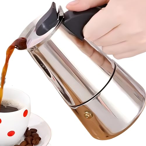 DeeKleen Stainless Steel Moka Pot Espresso Maker,Stovetop Moka pot,Percolator Coffee Pot,Italian Coffee Maker,Cuban Café Brewing,Greca Coffee Maker (4 CUP)