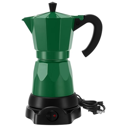 Lemosae Coffee Pot 6 Cup Electric Espresso Coffee Maker Italian Moka Maker 300ml Portable Aluminum Espresso Maker Espresso Moka Pot with Detachable Base, Coffee Gift for Home Travel (Dark Green)