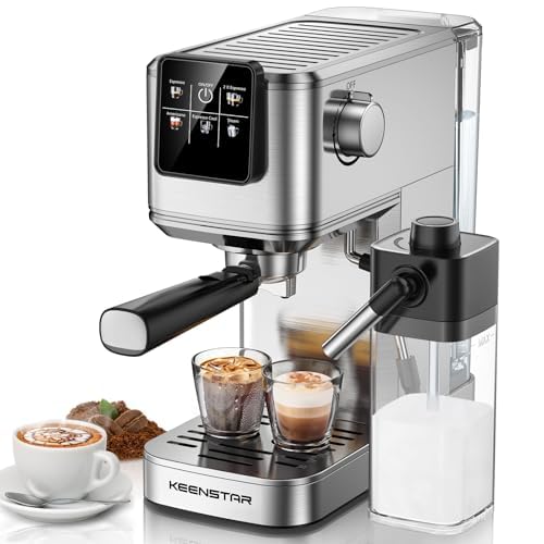 KEENSTAR Espresso Machine with Milk Tank, 20Bar Hot & Iced Coffee Machine with Rapid Cold Brew, Touch Screen Espresso Maker with Steam Wand for Coffee Lover