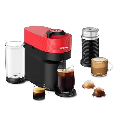 Nespresso Vertuo Pop+ Coffee and Espresso Maker by Breville with Milk Frother, Spicy Red