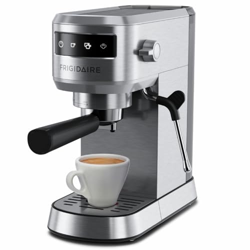 Frigidaire 20 Bar Small Espresso Machine with Milk Frother and Tamper – Makes Cappuccinos, Lattes, and More, Stainless Steel