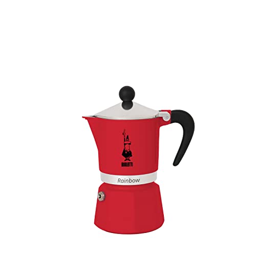 Bialetti – Rainbow: Stovetop Espresso Maker, Moka Pot 6 Cups (8.4 Oz – 250 Ml), Aluminium, Red